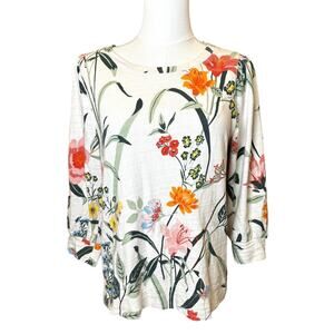 Loft Women's Floral Garden Cotton Knit Pullover Top EUC Size MP